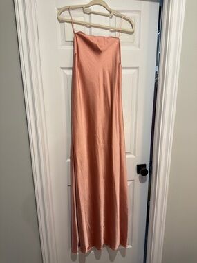 Dynamite Satin Slip Skirt Dress in Rose Gold
